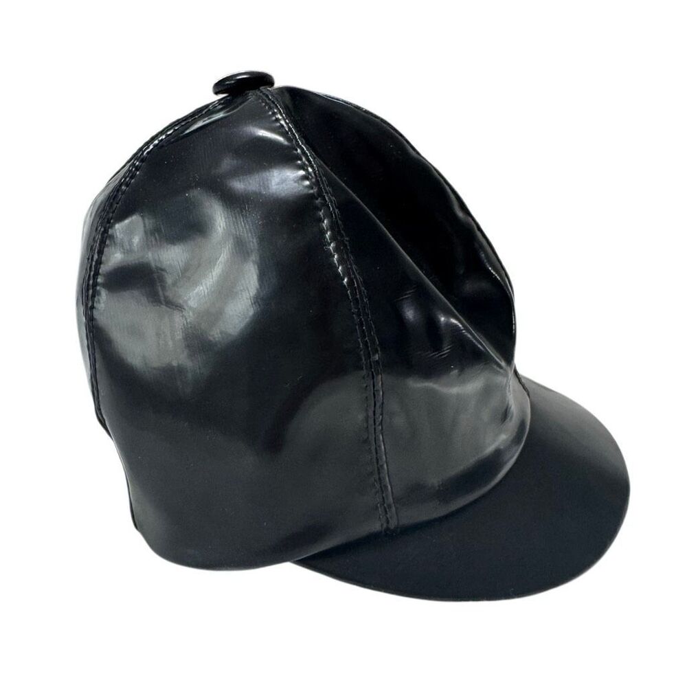 Vintage 60s/70s Black Patent Vinyl Cap Union Made in USA - Picture 3 of 6